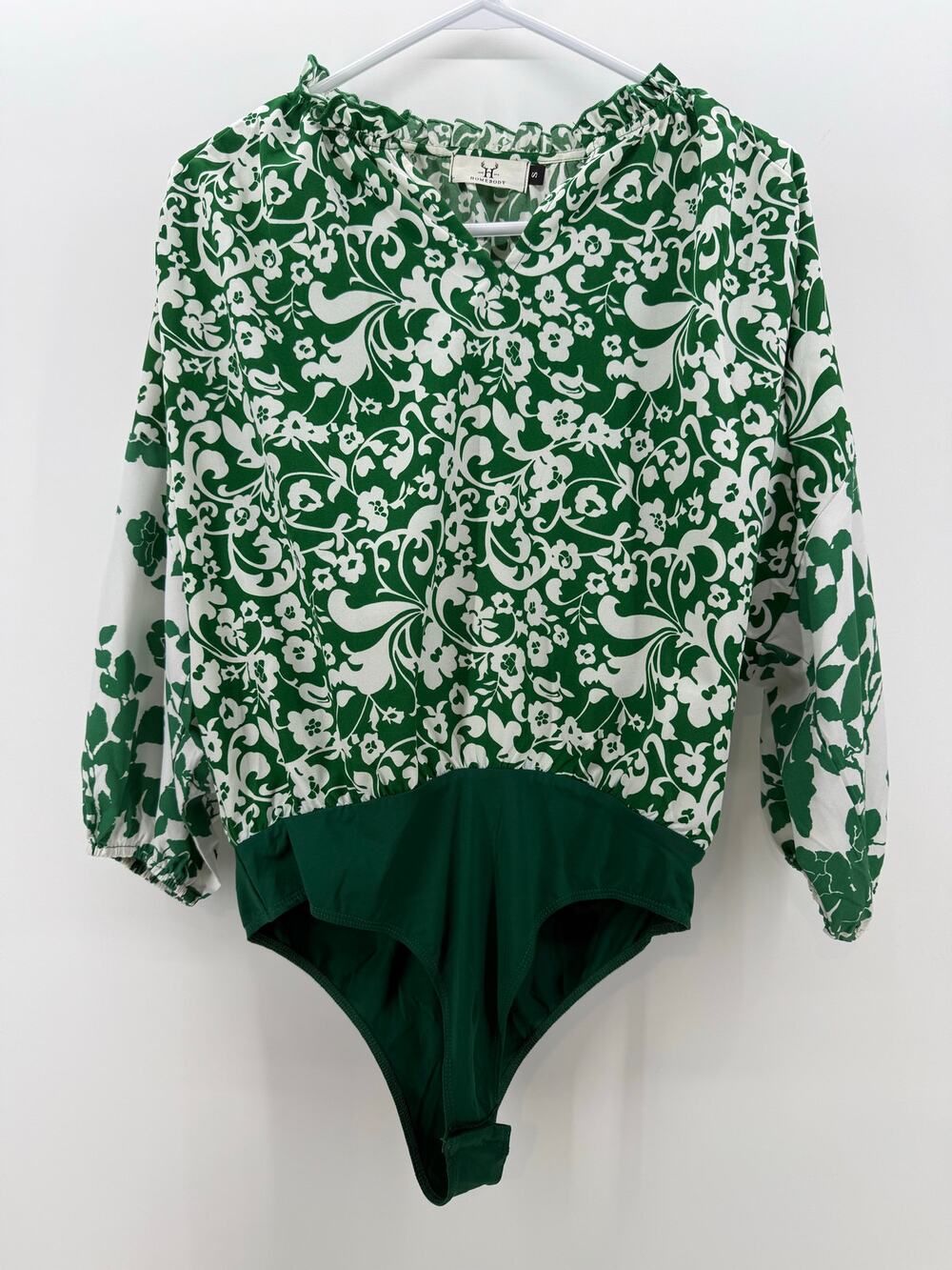 Homebody Floral Green Bodysuit Small